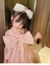 Big Bow Tie Sling Pink Fancy Frock 11807
