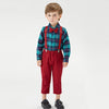 Gentelman Check Shirt Pant With Expander Suiting Set 11834