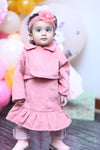 Super Warm Heart Pocket Wild Pink Frock with Short Blazer Set 8860