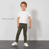 KIB Skinny Fit 5 Pocket Green Jeans with Belt 12123