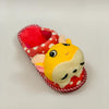 Stuffed Pink Polka Dot Winter Rubber Sole Slipper 6278