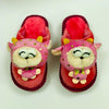 Stuffed Doll Tea Pink Winter Rubber Sole Slipper 6330