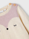 NME IT Fox Ecru Face Cream Knitted Sweater 11537