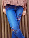 VRB Embroided Blue Elastic Waist Pant 10661