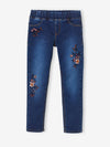 VRB Embroided Blue Elastic Waist Pant 10661