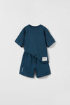 ZR Future Begins Navy Terry shirt with Bermuda Shorts 2 Piece Set 12754