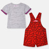 Icon Red Terry Dungaree with Grey Shirt Set 12772