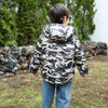 Camouflaged Black Dual sided Hooded Puffer Jacket 9742