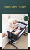 Baby Bedside Crib With Easy Folding and Height Adjustment