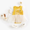 Cute PUP Mustard Bodysuit with Voile Dress 12305