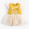 Cute PUP Mustard Bodysuit with Voile Dress 12305