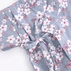 Silver Blue Floral Cotton Japanese Front Open Loungewear Set 12307