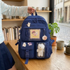 Cute Girls Backpack Multi Pocket Canvas School Bag White Student Bag For Teenage Girls