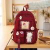 Cute Backpack Multi Pocket Canvas School Bag White Student Bag For Teenage