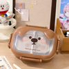 Animal Puppy Stainless Steel Lunch Box - Cute Partition Design (Random Color)