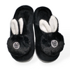 Rabbit Fur Black Winter Slippers 2644 C