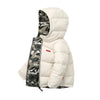 Camouflaged White Dual sided Hooded Puffer Jacket 12389