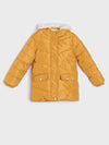 Sherpa Fur inside Yellow Hooded Puffer Jacket 12390