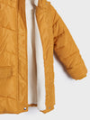 Sherpa Fur inside Yellow Hooded Puffer Jacket 12390