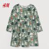 HM Animals Adventure Green Full Sleeves Frock 12660