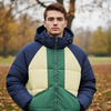 Another Influence UK Green Blue Pannel Puffer Jacket W148