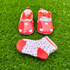 Hearts Red Booties with Socks Set #2661 B