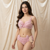 Cute Fur Style Double Padded Woolen Bikini Set – Soft Pink Plush Bra & Panty Lingerie Set