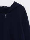 LCW Zipper Knitted Blue Hooded Cardigan 12552