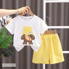 Bear Cap Yellow White Shirt and Short 2 Piece Set 12882