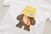 Bear Cap Yellow White Shirt and Short 2 Piece Set 12882