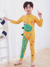 Dino Yellow Unisex Swimsuit with Cap 13643