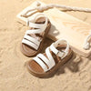 White 5 Stripe Washable Long Soft Sandal 2771 A