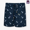 Bird Blue Elastic Waist Cotton Shorts 10375