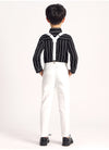 Gentelman White Pant Black Shirt Expander and Bow Set 11841