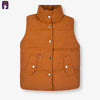 Pocket Button Brown Sleeveless Jacket 10930