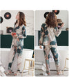 Women Abstract Front Botton All weather Loungewear Set W131
