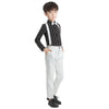Gentelman White Pant Black Shirt Expander and Bow Set 11841