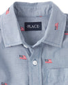 PLCE American Flag Blue Casual Shirt 8067