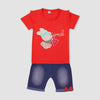 Rabbit With Head Tie Red Top With Shorts 2 Piece Set 4015
