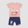 2 Rabbits Light Pink Top With Shorts 2 Piece Set 4019