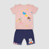Bunny Heart Light Pink Top With Shorts 2 Piece Set 4032