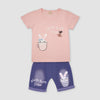 Cup Light Pink Top With Shorts 2 Piece Set 4038
