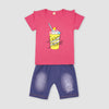 Space Shake Dark Pink Top With Shorts 2 Piece Set 4046