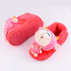Stuffed Doll Red Covered Winter Rubber Sole Slipper 6339