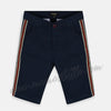 Red T Side Stripes Navy Blue 3 Quarter Shorts 7319