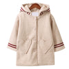 Quilted Beige Heart Pocket Hooded Long Coat 11441