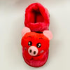 Stuffed Face Pink Covered Winter Rubber Sole Slipper 6250