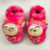 Tea Pink Doll Covered Winter Rubber Sole Slipper 6383