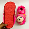 Tea Pink Doll Covered Winter Rubber Sole Slipper 6383