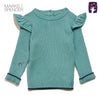 MS Frill Shoulder Aqua Sweater 9105